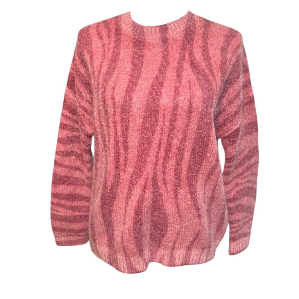 Sezane La Maille Sezane Paris Zebra Print Mohair Wool Blend Sweater Size‎ Small